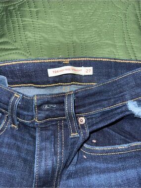 High-Rise Straight Jeans - Dark Blue